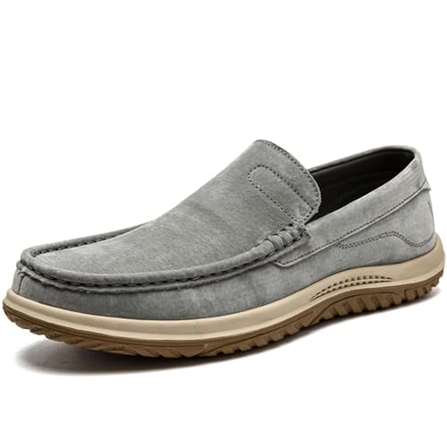 Men's Fashion Vintage Suede Soft Driving Loafers Casual Comfort Slip Resistant Leather Penny Loafers Boat Shoes