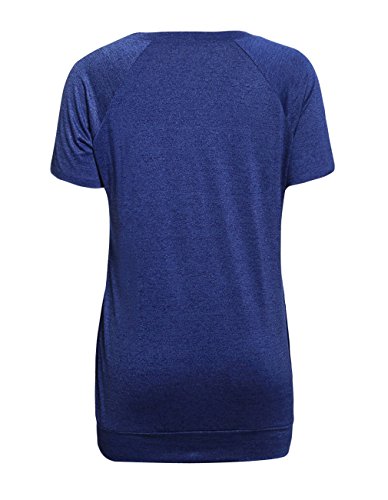 image for Miskely Women's Round Neck Short Sleeve Blouse with Pocket Casual Loos