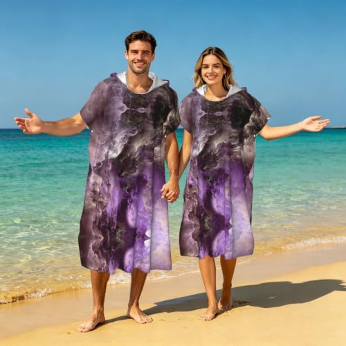 Poncho à capuche absorbant et léger en microfibre violette