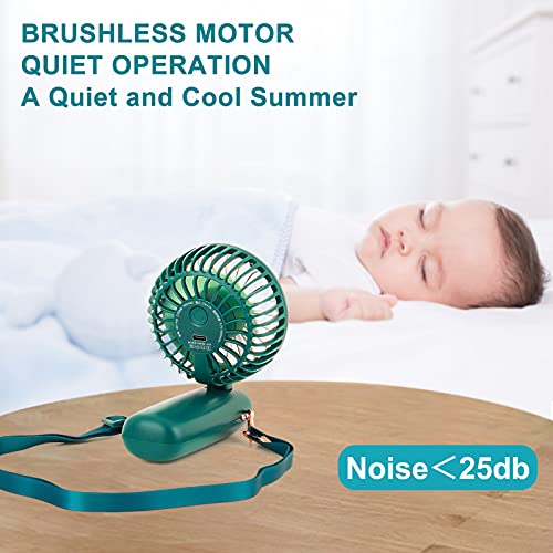 Smartelf Handheld Fan, 4800Mah Battery Operated Mini Portable Personal Cooling Fan Usb Rechargeable Wearable Hanging Neck Fans For Women Men, Multi-Functional, 6-20 Hours Strong Airflow 3 Speeds-Green #TOP4