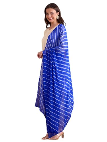 Image of DUPATTA BAZAAR Women's Leharia Dupatta with Pom Pom Lace