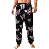 Butterfly Breast Cancer Awareness Mens Athletic Workout Jogger Sweatpants for Men with Pocket and Drawstring 2XL