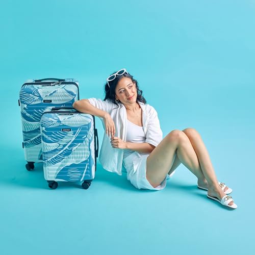 Image of Assembly Stark Hard Luggage Set of 2 Trolley Bags (20 + 24 Inch), Unbreakable Polycarbonate Dual-Tone Luggage Set, TSA Lock, Silent 8 Spinner Wheels, Hard Shell Suitcase Set Tropical