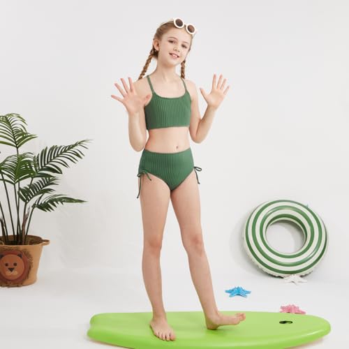 Image of Weixinbuy Girls Swimsuits Summer Bathing Suit for Teens Girls 2 Piece Bikini Set Solid Beach Swimsuit Swimwear for Girls