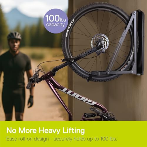 Image of Pivot Bike Storage Rack by Delta Cycle - Bike Rack Garage Wall Mount Swivels to Save Space - No Lifting Required Vertical Bike Rack - Indoor Bike Storage Wall Hanger Holds Up to 100 lbs