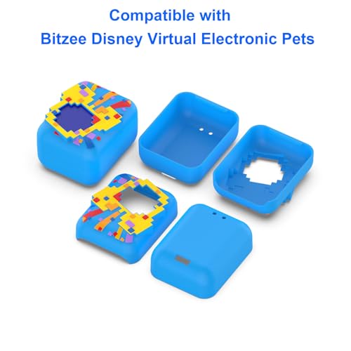 Image of Soft Silicone Case Compatible for Bitzee Disney Digital Pet Kids Toys, Full Protective Bumper Cover Accessories with Lanyard, Light Blue
