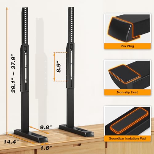 Image of 5Rcom Table Top TV Stand, Universal TV Stand for 35-88 Inch with Height Adjustment, TV Mount Stand Up to 150lbs for Curved Flat TVs with Cable Management, Black
