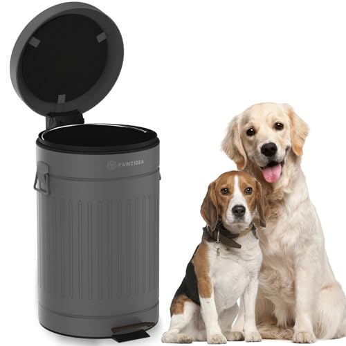Image of PAWZIDEA Dog Poop Trash Can Outside Odor Control, 3.1Gallon Large Pet Poop Can Outdoor with Lid No Smell, Waterproof Pet Waste Trash Can, Dog Waste Station Step Garbage Can Bin Container Backyard,Grey