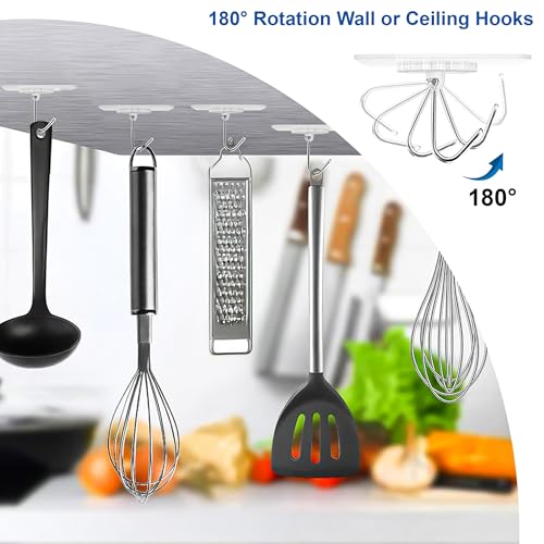 Image of Eightiz 20 Pcs Flower Hook PVC Heavy Duty Self Adhesive Stainless Hooks, Transparent Waterproof and Oilproof Wall Hooks for Kitchen Bathroom Shower Door Outdoor Home Improvement Utility Hook