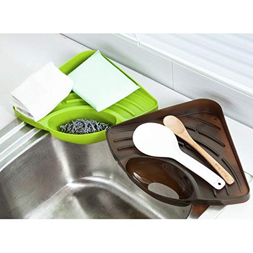 Image of FreshDcart Plastic Kitchen Corner Shelf with Tray Holder Multipurpose Kitchen Sink Organizer Tool for Dish Wash (Large, Multicolor)