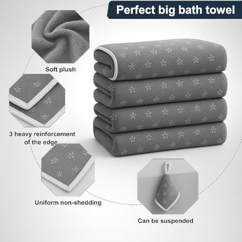 Image of Cortina Towels for Bath Large Size-Super Soft Coral Fleece Bathing Towel with Hook Quick Dry Super Absorbent-Bath Towel for Men and Women-70x140 cm 90% Polyster +10% Polymide (Reversible Embossed A)