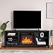 AMERLIFE Fireplace TV Stand, Wood Texture Entertainment Center with 23'' Electric Fireplace, Farmhouse Entertainment Stand Media TV Console for TVs Up to 80'', 70 inches, Black