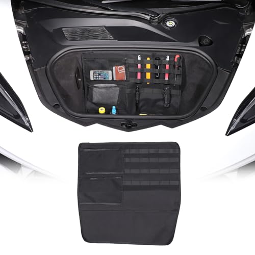 Fgtagtal Bolsos frontais de armazenamento compatíveis com Chevrolet Corvette C8 2020-2023, bolsos de armazenamento de porta-malas de carro, bolsa organizadora de malha, acessórios de armazenamento