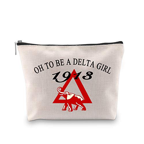 G2TUP Delta Sigma Theta Elephant 1913 Sorority Makeup Bag Oh To Be A Delta Girl Cosmetic Pouch with Zippered Pocket for Women and Girls (To Be A Delta Girl)