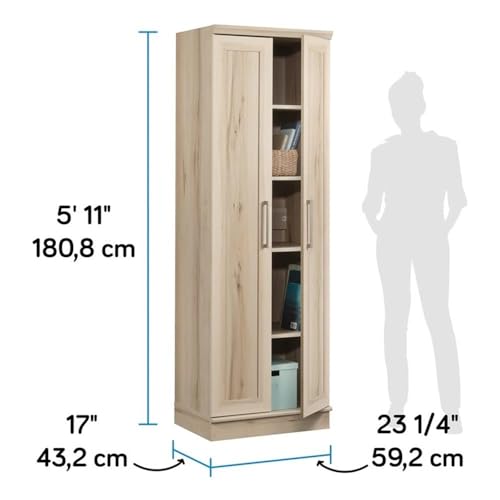 Image of Sauder HomePlus Two Door Storage Cabinet /Pantry Cabinet, Pacific Maple Finish | Two Door