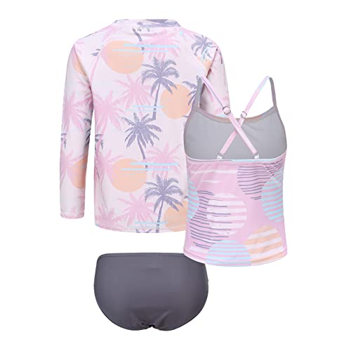 Girls 3 Piece Swimsuits Set Long Sleeve Rash Guard Tankini Bathing Suits for Girls Beach Swimwear Set 3-16 Years2