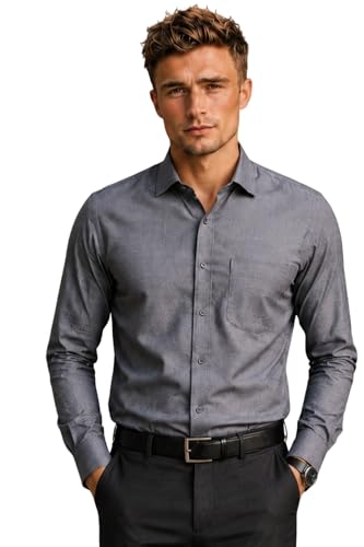 Image of Louis Philippe Men's Regular Fit Easy to Iron Everyday wear Premium Cotton Full Sleeve Solid Formal Shirt