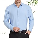 GENUWII Mens Button Down Long Sleeve Shirt Four-Season Wrinkle Free Rayon Made from Bamboo Soft Dress Shirt (M,Windsurfer)