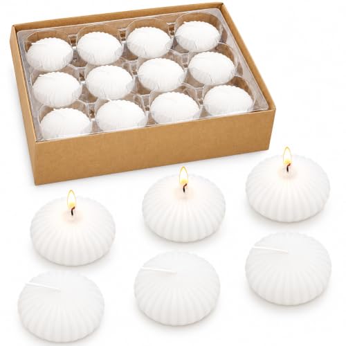 White Floating Candles for Cylinder Vases 24 Pack 2 Inches Water Tealight Candles for Centerpieces at Wedding Dinner Party Spa Treatments