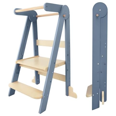 Nordi Foldable Toddler Kitchen Tower, Kitchen Stool Helper, Standing Tower with 3 Adjustable Heights, Suitable Age for 1.5-6 Years, Montessori Kitchen Stools Cover