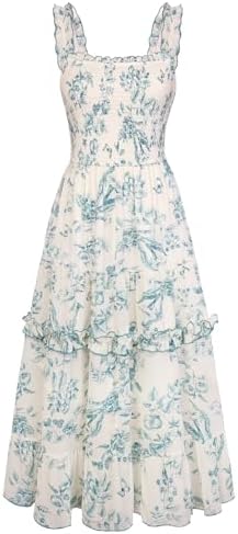 SCARLET DARKNESS Floral Dress for Women 2026 Flowy Sundress Smock...