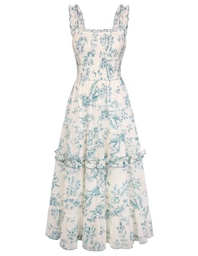 Image of Scarlet Darkness Floral Dress for Women 2026 Flowy Sundress Smocked Cottagecore Dresses