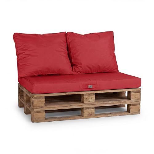 Déco Arts - Coussin Palette 120x80 cm Déhoussable — Matelas d'Assise Haute Densité + 2 Dossiers Moelleux — Imperméable Anti-UV Déperlant Lavable...