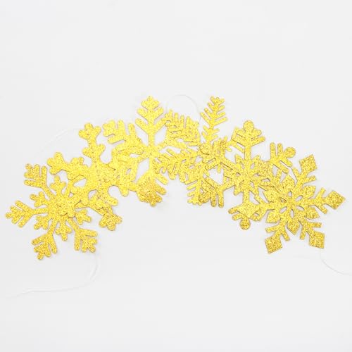 Image of Gold Snowflake-Snow Christmas Party-Decorations Garland - 6pcs Winter Girl Boy Birthday New Year Hanging Decoration Streamers Banner, Wonderland Party Supplies Decor Panduola