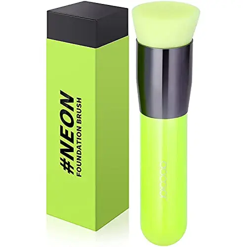 Foundation Brush Docolor Flat Top Kabuki Foundation Professional Synthetic Makeup Brush Perfect for Blending Liquid Cream or Powder Cosmetics Full Coverage Face &amp; Body Brush Premium Makeup Tools, Neon Green
