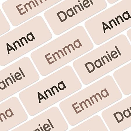 My Nametags® Award-Winning Name Stickers for Clothes & Items | 56 No-Iron, Washable Stick-On Tags for Babies, Kids & Adults (Beige)
