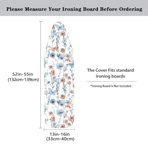 Image of Ironing Board Cover, Standard Size 15x54, Poppy Art Print, Elastic Edge, Resist Scorching, Adjustable Fastener, Fashion Iron Board Covers
