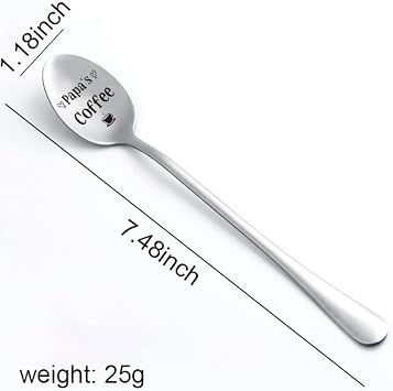 Best Papa Coffee Spoon Gifts for Grandpa, Happy Birthday Retirement Gifts for Men New Grandpa Grandfather Fathers Day Gift Ideas from Grandchildren to Grandad Engraved Long Handle Coffeespoons