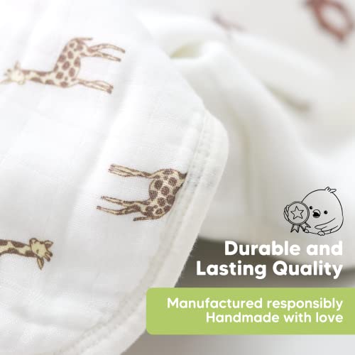 5-Pack Muslin Baby Burp Cloths - Organic White Bamboo Cotton Burp Cloth - Burp Rags - Neutral Burp Clothes For Baby Boy, Girl, Newborn, Unisex - Large Absorbent Muslin Burp Cloths (The Wild) #TOP7