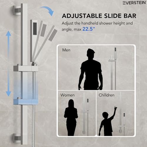 Image of 10 inch High-Pressure Rainfall Shower Faucet with Handheld Spray, Wall Mount Dual Shower Head System with Slide Bar (Brushed Nickel)