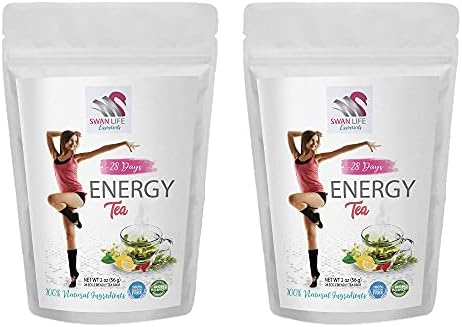linden blossom herb - ENERGY TEA 28 DAYS, 100% all natural herbal, non gmo, china green tea, ginseng root, linden blossom, rooibos, rose petals, lemon & orange granules - linden blossom tea, 2 Bags