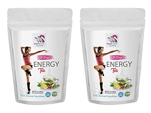 Ginseng Tea Bags - Energy Tea 28 Days, 100% All Natural Herbal, Non Gmo, China Green Tea, Ginseng Root, Linden Blossom, Rooibos, Rose Petals, Lemon & Orange Granules - Rooibos Tea Bags, 2 Bags #TOP20