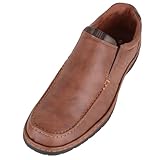 Sizes: UK 7 - 12 Faux Leather Uppers with Stitch Detail Synthetic Inners with Cushioned Insock Hardwearing Ridged Outdoor Sole Easy Slip On Style with Twin Gusset