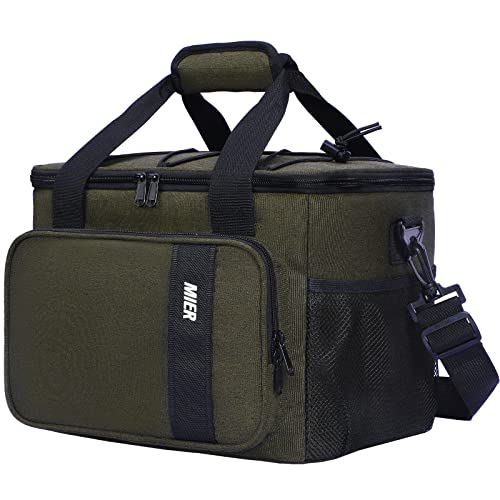 MIER Mens Lunchbox for Work Insulated 15L Large Lunch Bags, Dark Green