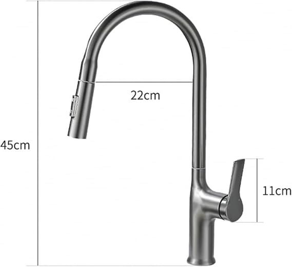 Kitchen Faucet with Pull Down Sprayer,2 Spouts Pull Out Kitchen Sink Faucet,360 Degree Swivel Spout Water Faucet in Brass,Single Handle One Hole Kitchen Faucet-Chrome