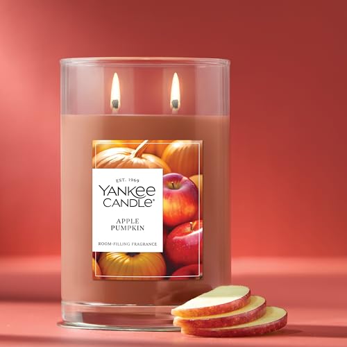 Image of Yankee Candle Large Tumbler Scented Candle with up to 80 Hour Burn Time, Premium Plant Wax Blend for Consistent Burn, 20 oz Tumbler Candle with Room Filling Fragrance, Apple Pumpkin