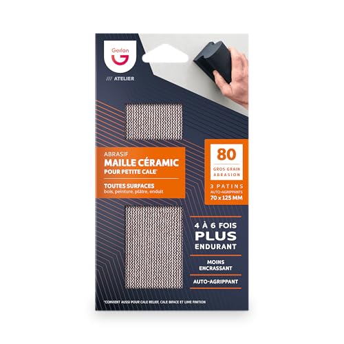 Gerlon Recharge Abrasif Super Resistant - Lot de 3 Maille Ceramic - 70 125 MM Grain gros (80) ADRMSG, Neutre