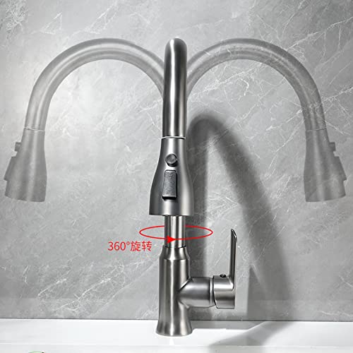 Mitigeur d'évier pour eau chaude et froide gris avec douchette fluide - 7