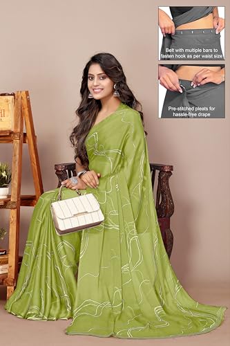Image of MIRCHI FASHION Women's Ready to Wear 1 Minute Drape Chiffon Printed Saree with Blouse Piece