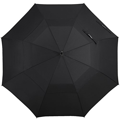 Zekar 62-Inch Wooden J Handle Golf Umbrella, Classic Double Canopy Windproof Large Auto Open Rain Stick Umbrellas (60Inch-Black) #TOP5