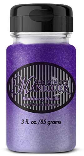 One Minute Manicure - Moisturizing Salt Scrub - 3 oz - Professionally Formulated To Exfoliate, Recondition & Moisturize Skin - Enhanced With Botanical Oils & Natural Sea Salts (Blackberry Vanilla)