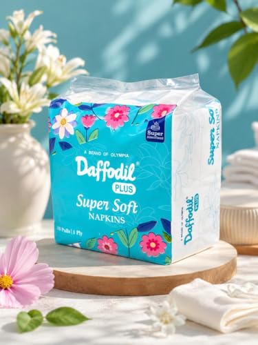 Image of DAFFODIL 1 Ply Tissue Paper Napkins - 100 Pulls | Soft Disposable Paper Napkins for Dining Table, Parties, Restaurants, Cafes, Office Pantry & Everyday Use | Hygienic Table Tissue Paper (1)