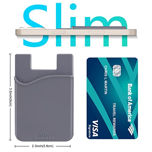 Image of SHANSHUI Card Holder for Phone Case, 3 Pack Phone Wallet Stick on Silicone Credit Card Holder Pocket Pouch Compatible for iPhone, Android & Most Smartphones