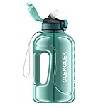 GLEKGLEK 2 Litre Water Bottle BPA Free, Large Drinks Bottle with Time Markings, Perfect for Gym, Office, Outdoors & Daily Use (Cyan)