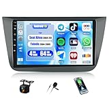 4+64G 9 Pulgadas CAMECHO Autoradio para Seat Altea 2004-2015 Toledo 2004-2009 Android 15 Radio con GPS WiFi Inalámbrico Carplay Android Auto FM RDS Espejo Enlace HD Pantalla Táctil + Cámara Trasera