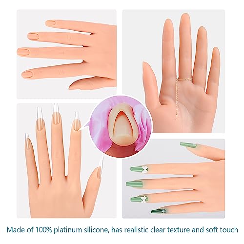 Yeefairy Silicone Nail Practice Training Hand With Adjustable Bracket For Acrylic Nails, Soft Realistic Hands With 528Pcs Nails, Flexible Bendable Fake Hand For Nail Art Practicing(Left Hand, 1) #TOP2